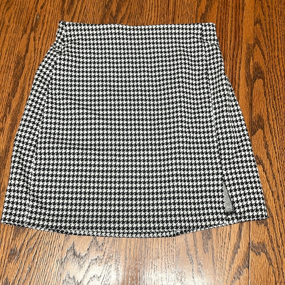 Divided Black and White Houndstooth Mini Skirt